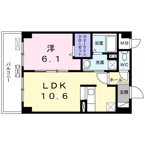 グランデ 近松(1LDK/4階)の間取り写真