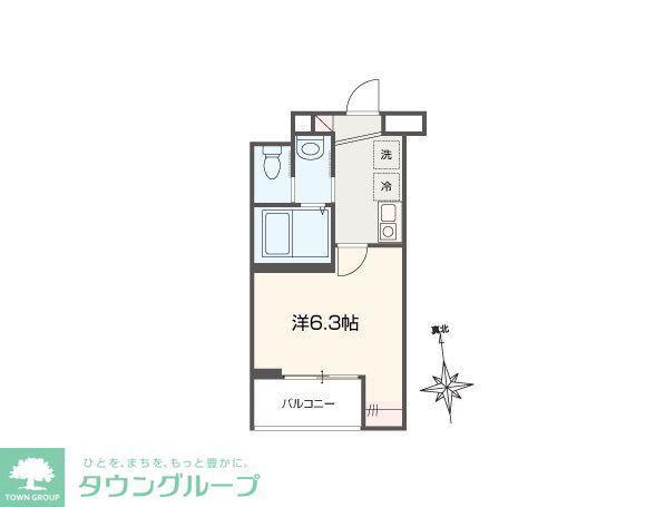 CALME YATSUKA(1K/1階)の間取り写真