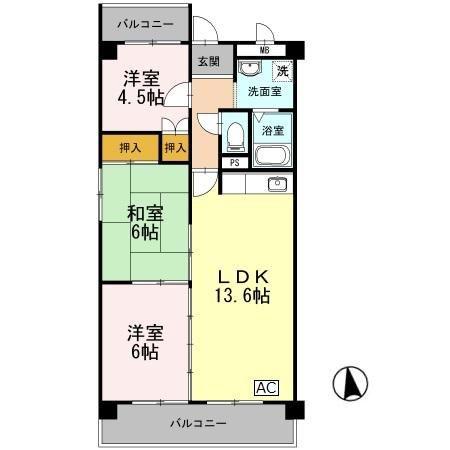 アン・ジュール(3LDK/1階)の間取り写真