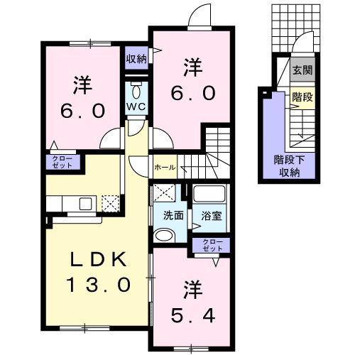 メゾフォルテウエスト(3LDK/2階)の間取り写真