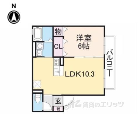 コージーコート八木B棟(1LDK/2階)の間取り写真