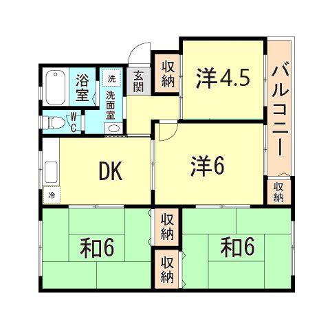 高倉台10団地43号棟(4DK/5階)の間取り写真