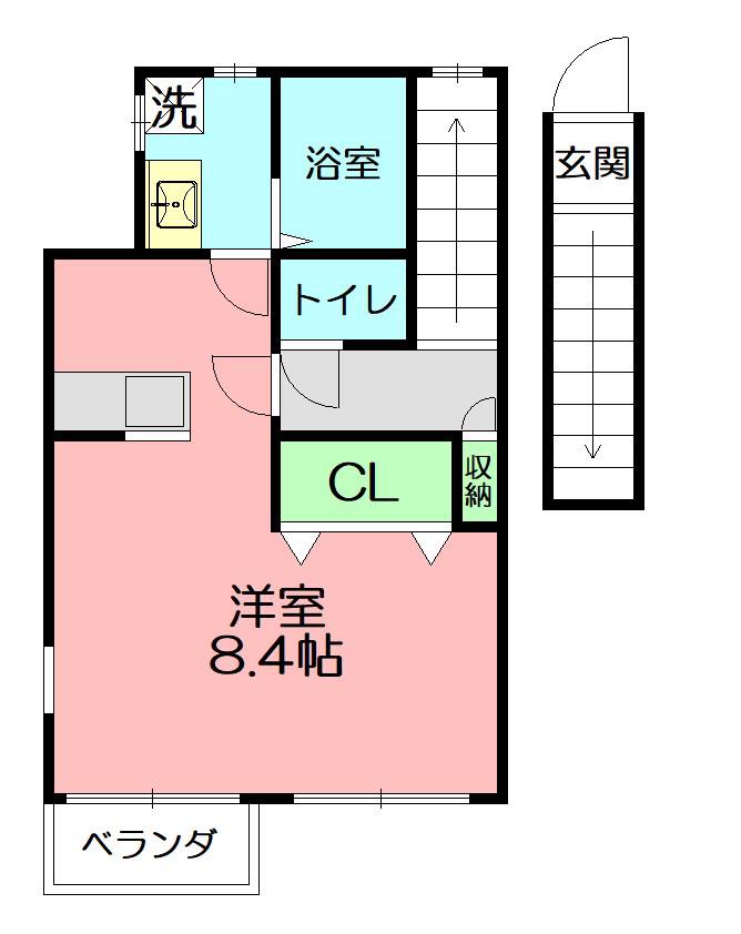CREA(ワンルーム/2階)の間取り写真