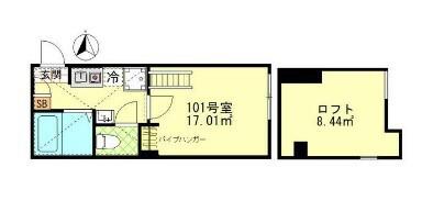 MIGHTY武蔵中原(1K/1階)の間取り写真