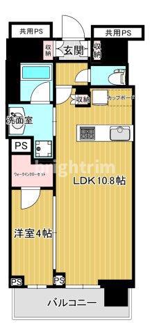 BRILLIATOWER西新(1LDK/11階)の間取り写真