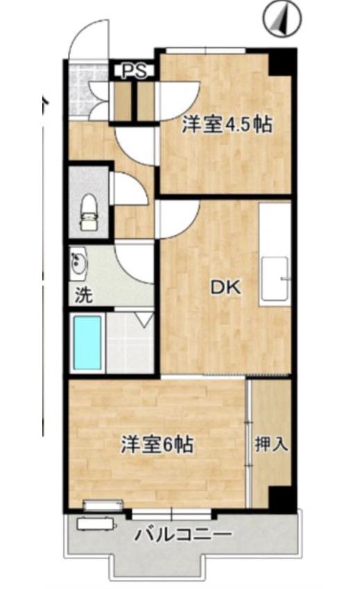 カーサ松庵(2DK/1階)の間取り写真