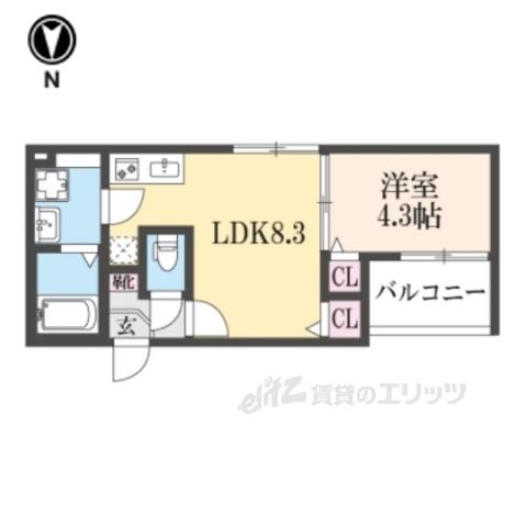 KAYOTORESIDENCE久世上久世(1LDK/3階)の間取り写真