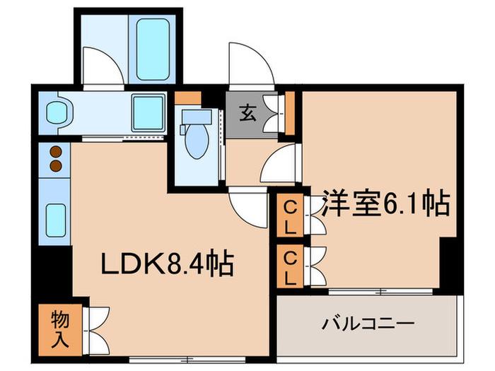 アフィット天満橋(1LDK/10階)の間取り写真