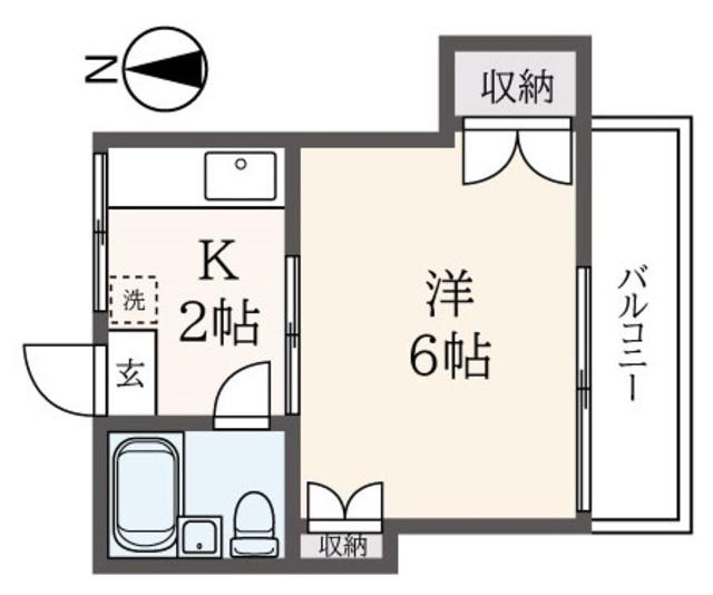ハウスM(1K/2階)の間取り写真
