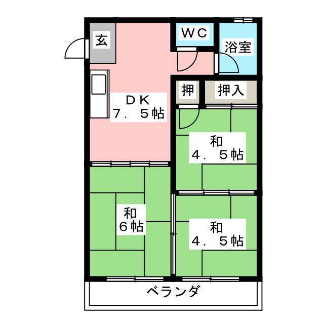 コーポブロード(3DK/1階)の間取り写真