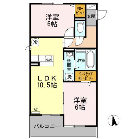 カサブランカ(2LDK/3階)の間取り写真