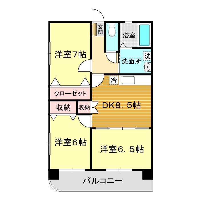 プライムガーデン下関(3DK/4階)の間取り写真