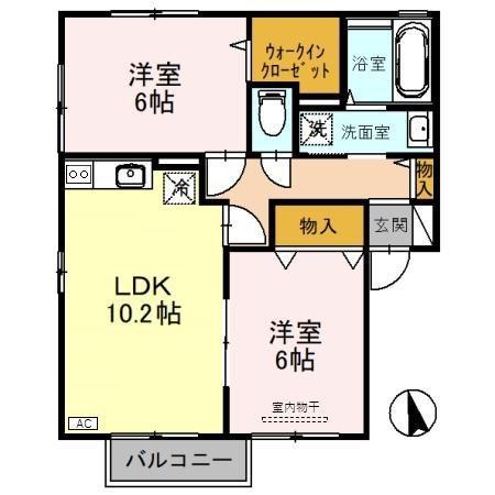 アミターバー(2LDK/2階)の間取り写真