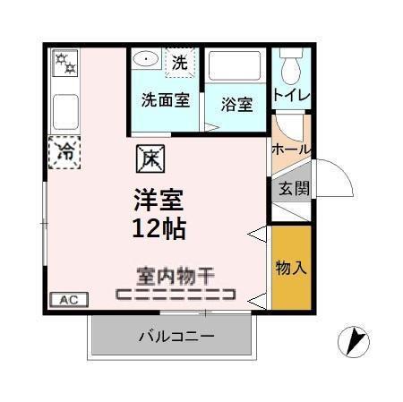 エアルアクテーィス(ワンルーム/1階)の間取り写真