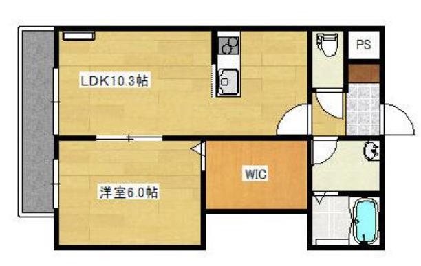 メリディアンルクス多賀城(1LDK/3階)の間取り写真