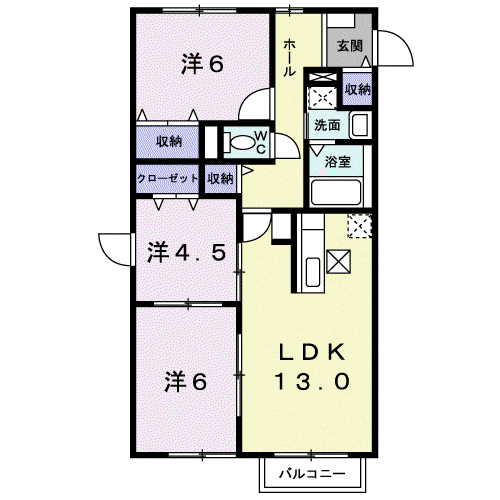 エレガンス宮の森(3LDK/2階)の間取り写真