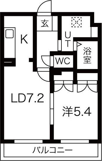 ハピネス吹田(1LDK/3階)の間取り写真
