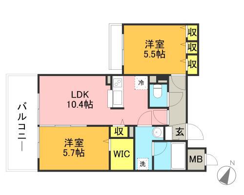 キルンズ博多駅南(2LDK/11階)の間取り写真