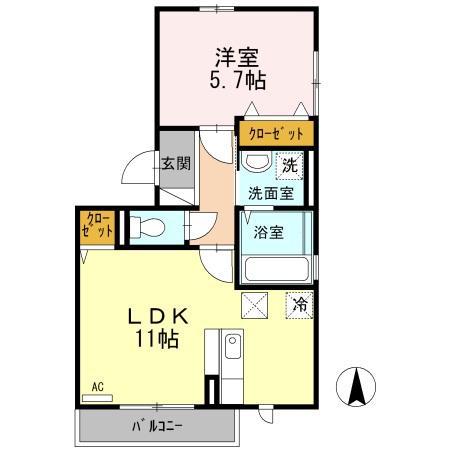 ジョリファミーユ(1LDK/1階)の間取り写真