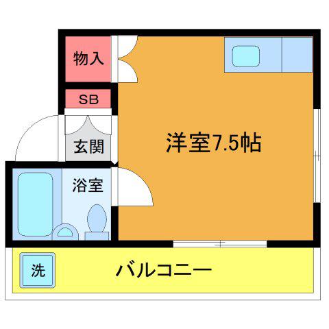 ハイツローテ(ワンルーム/3階)の間取り写真