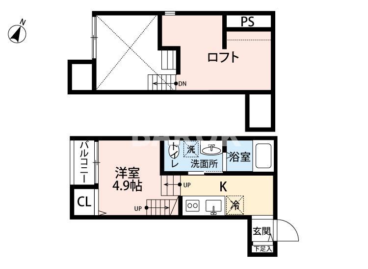 リヴァブル大楠(ワンルーム/1階)の間取り写真