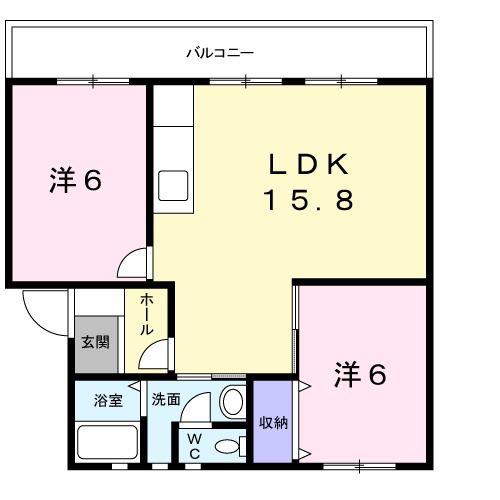 パークサイドハイム B(2LDK/3階)の間取り写真