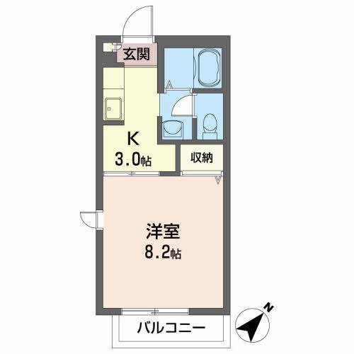 メゾンシャルムC(1K/2階)の間取り写真