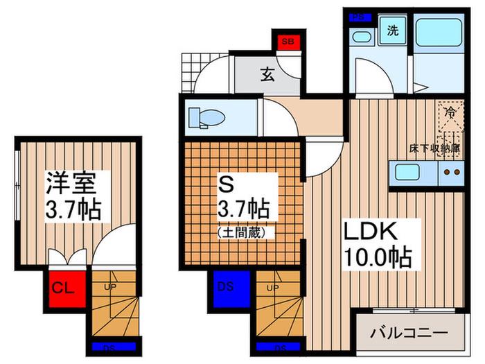 FOUGERE WARABI(1SLDK/1階)の間取り写真