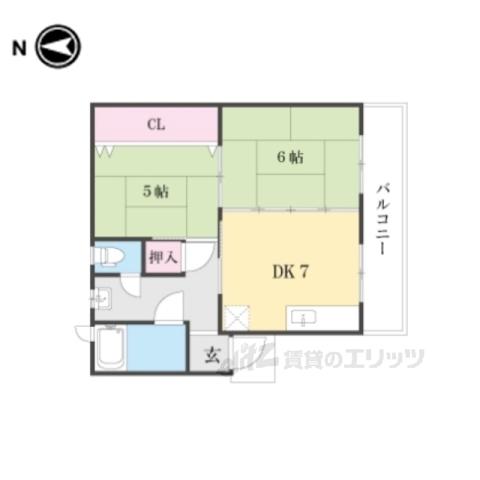 梅ノ宮ハイツ(2DK/4階)の間取り写真