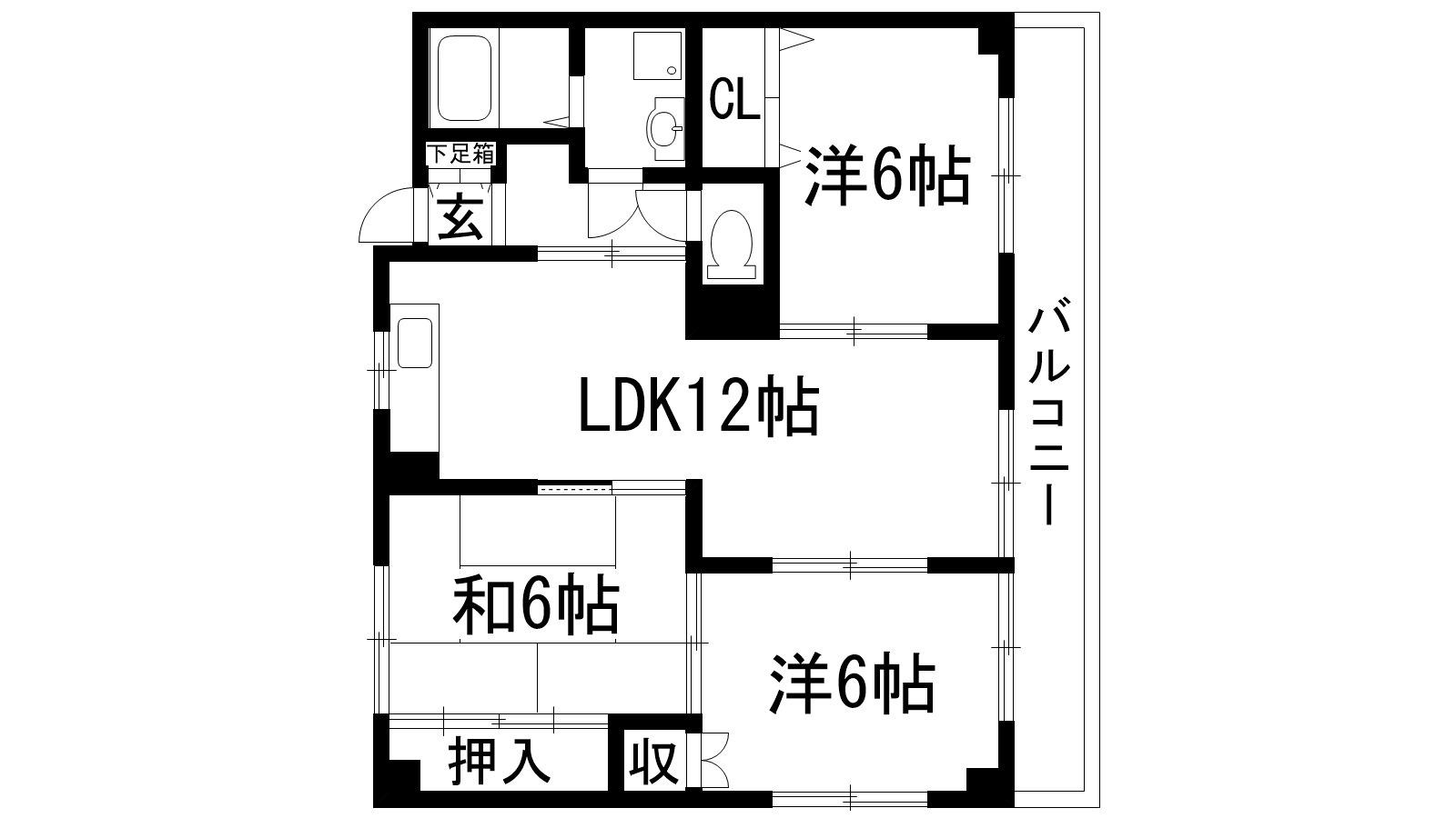 クレーヴィルM(3LDK/1階)の間取り写真