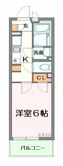 クレイノNISHIKI(1K/1階)の間取り写真