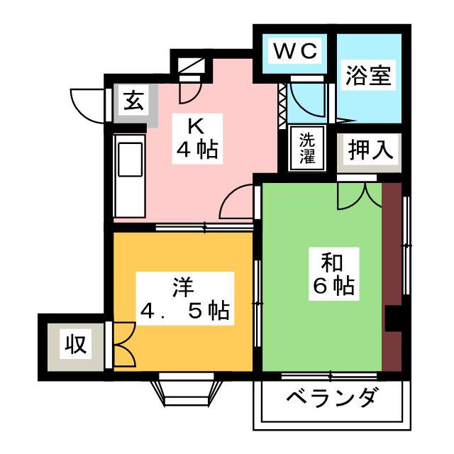 第二小林ハイツ(2K/2階)の間取り写真