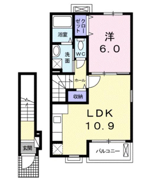 ロジェ白鷺(1LDK/2階)の間取り写真