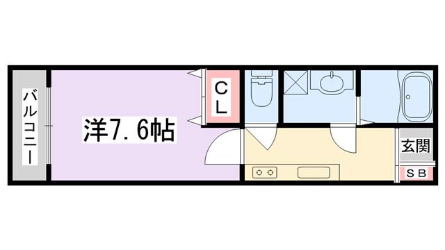 ディアコート香里(1K/1階)の間取り写真