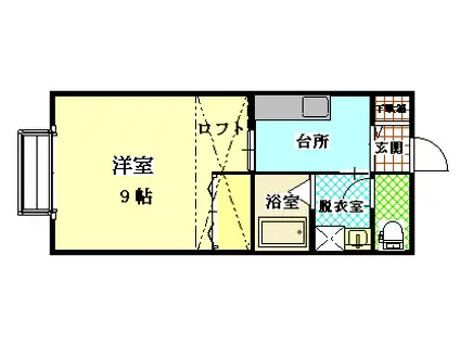 カーサ・ド・シエロ(1K/1階)の間取り写真