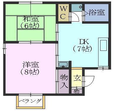 ホワイトアルス(2DK/2階)の間取り写真