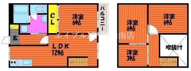 アーバンハウス大供(3SLDK/4階)の間取り写真