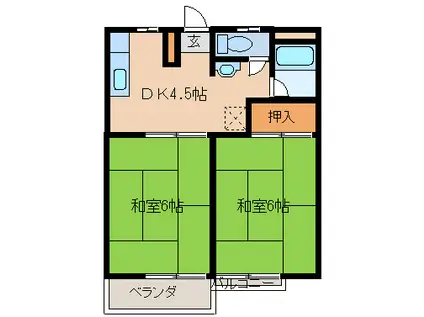 エクセルII(2DK/2階)の間取り写真