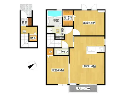 GROW(2LDK/2階)の間取り写真