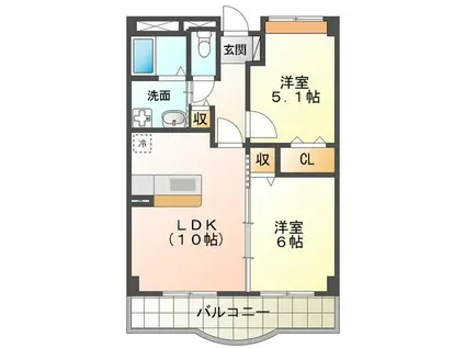 オビ-・ビュ-(2LDK/3階)の間取り写真