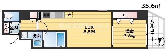 CITY PAL CREST TANIMACHI(1LDK/10階)の間取り写真