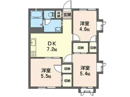 ウエストキャッスル 積水ハウス P1台付(3DK/2階)の間取り写真