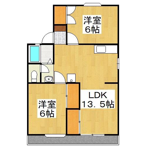 ファミーユ・ビボD(2LDK/1階)の間取り写真