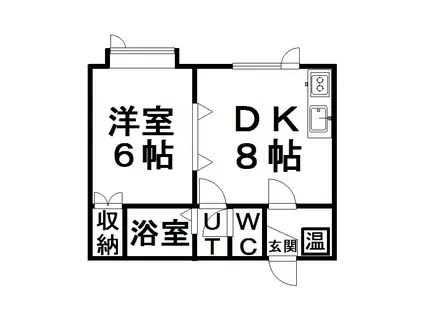 エステートインかれんと(1DK/2階)の間取り写真