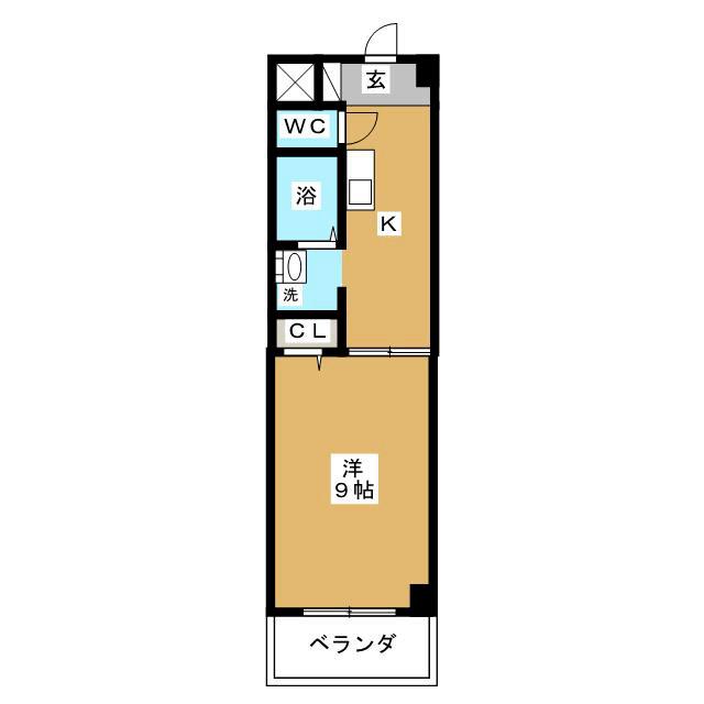 グリーンハイツ関(1K/1階)の間取り写真