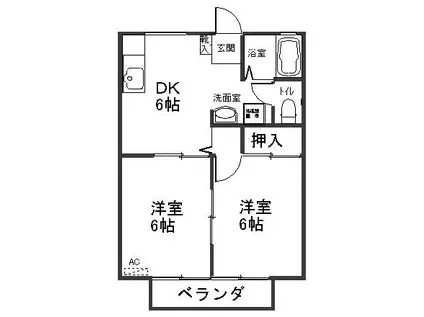 泉ヶ丘ハイツA(2DK/2階)の間取り写真