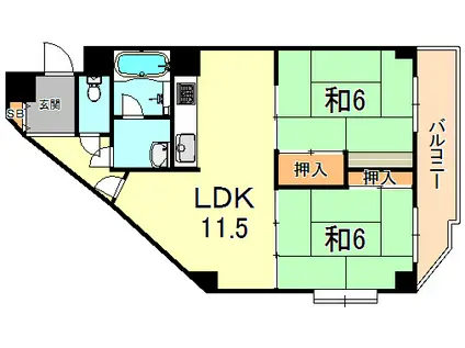 クレドール垂水II(2LDK/2階)の間取り写真