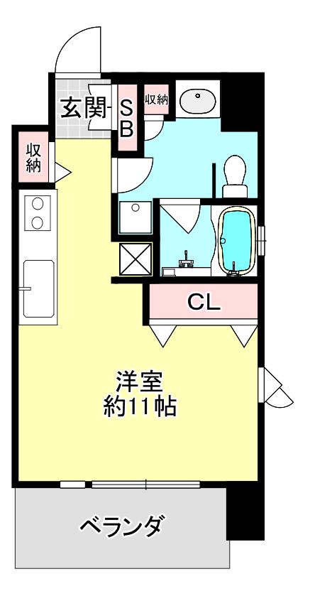 オークメゾン新神戸(ワンルーム/8階)の間取り写真
