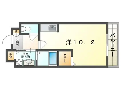 シュテルン星田(ワンルーム/2階)の間取り写真