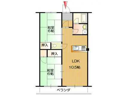 フレンドハウス(2LDK/2階)の間取り写真